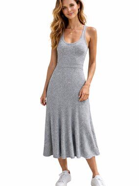 ALC Tank Dress XS Heather Gray Minimalist Flare Midi